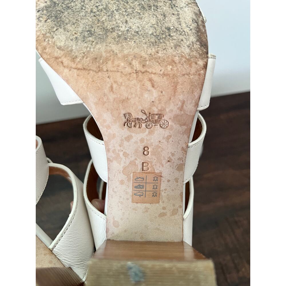 COACH Larissa Leather Lace-Up City Sandals Chunky Heel White Sz 8 Gladiator - Picture 11 of 13